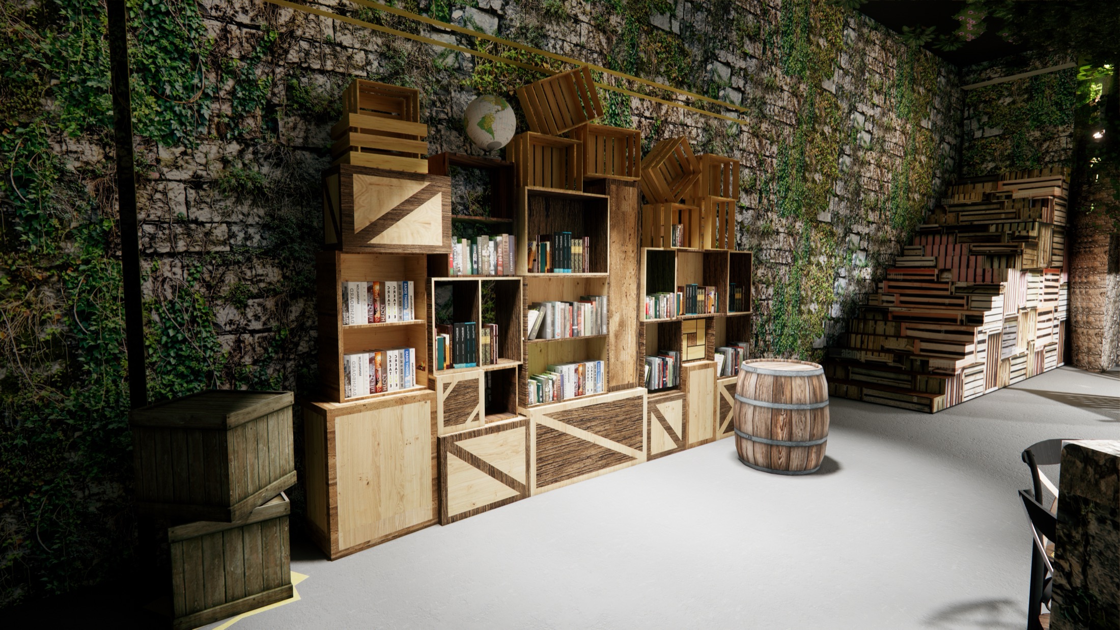 Rendu 3D de la bibliothèque à jeux de société d'Ankor