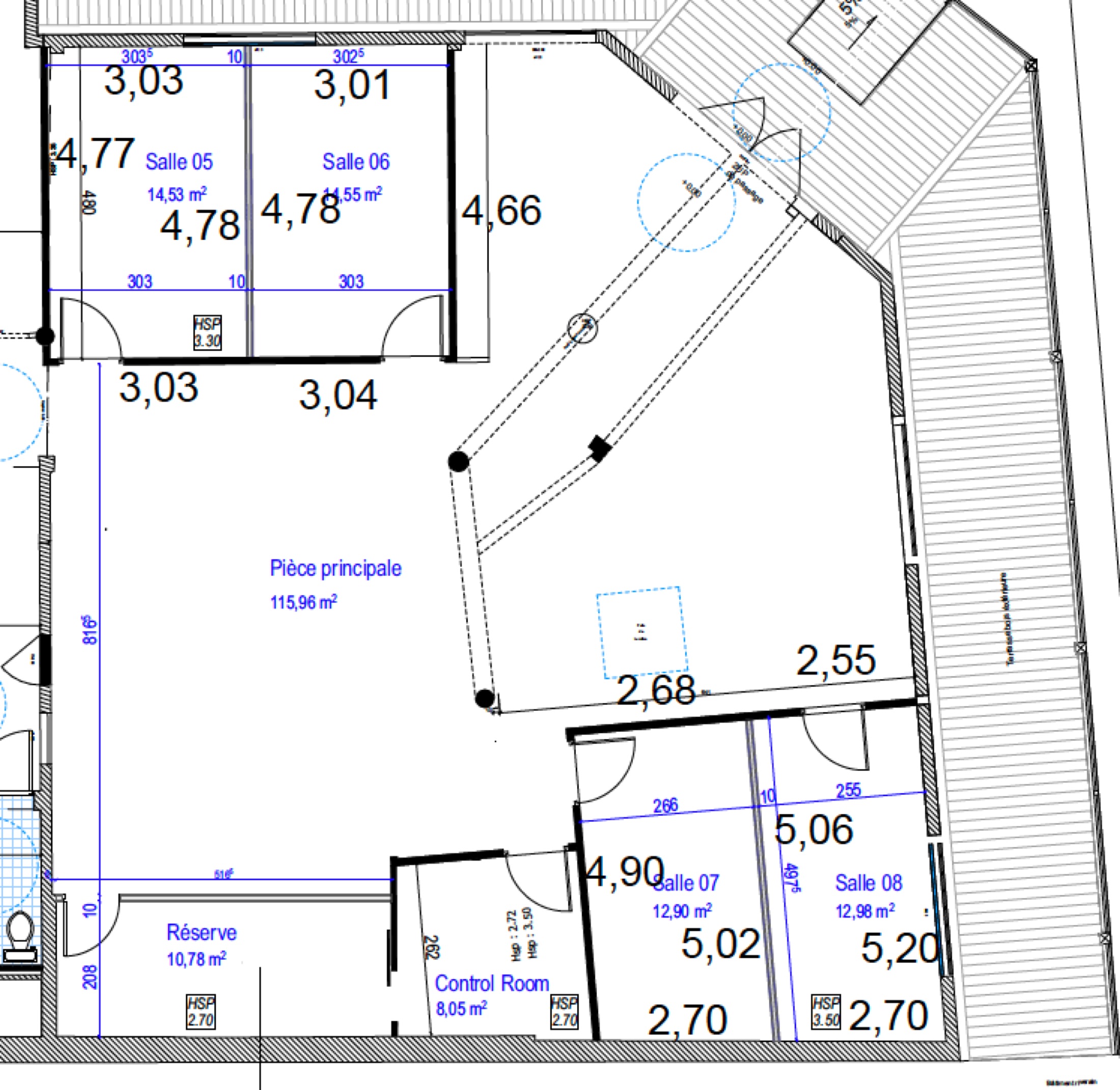 Plan coté des salles du Temple à La Rochelle