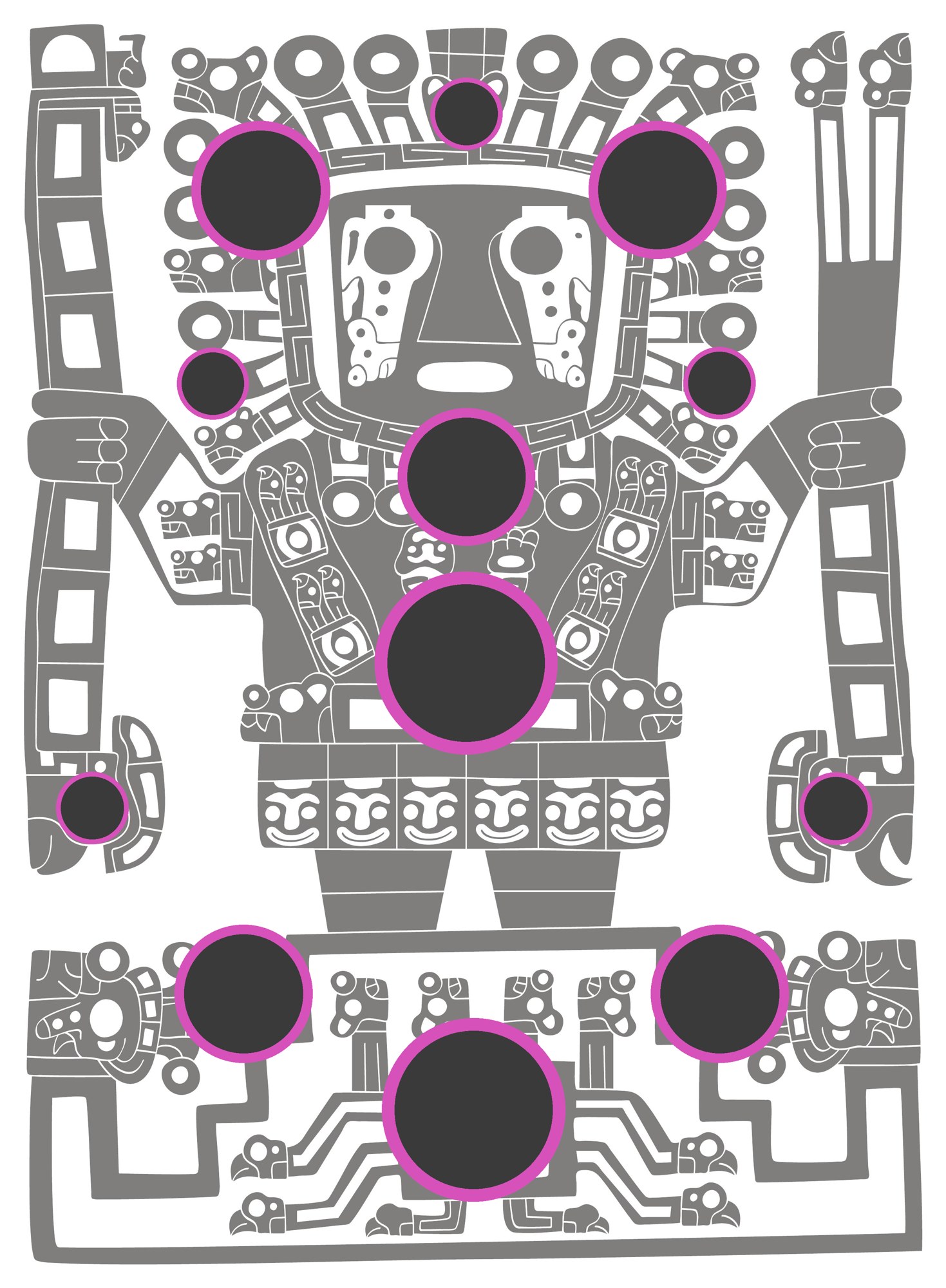 The motif turned into a play wall, twelve targets of different sizes marked on the drawing