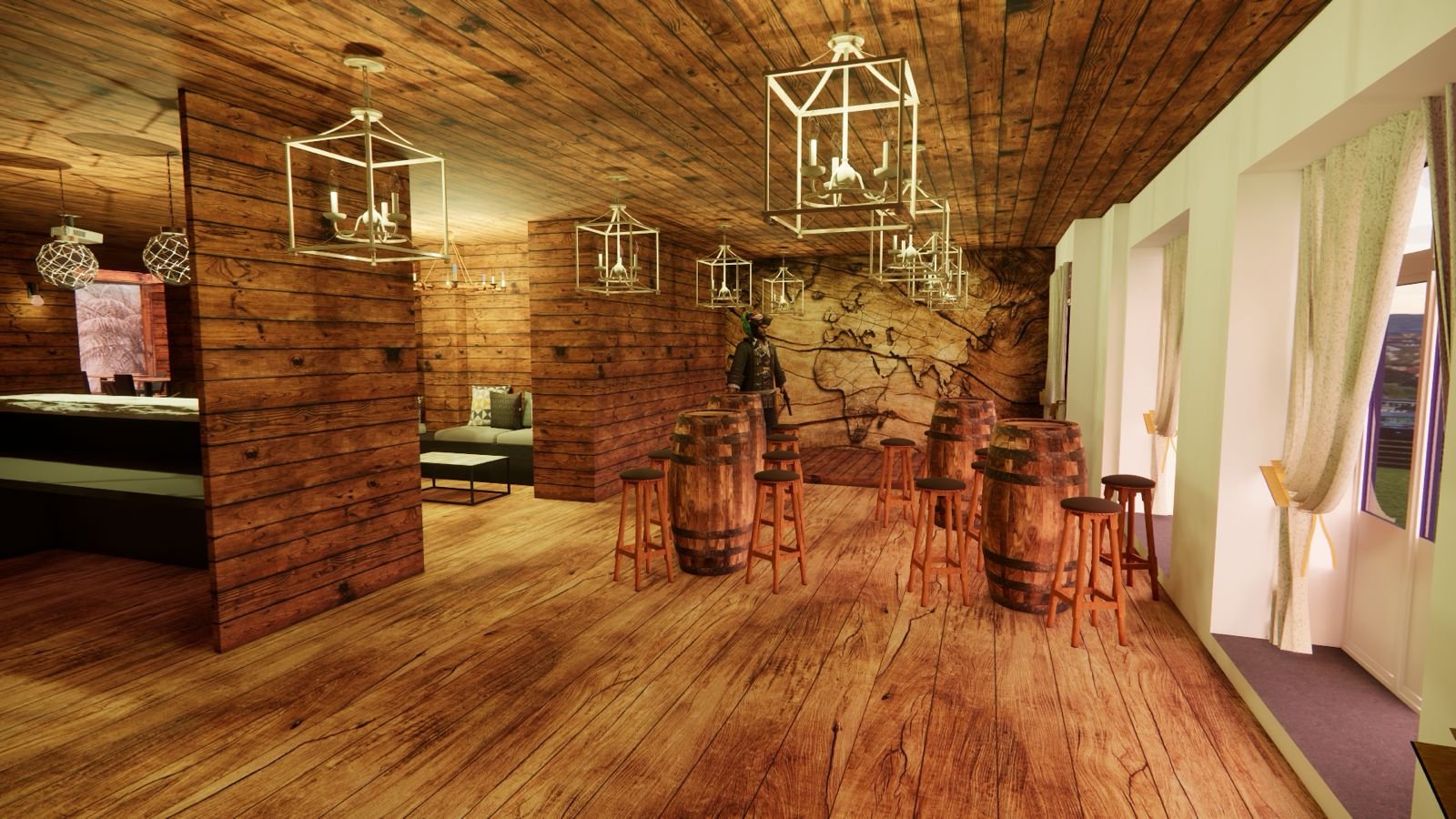 La taverne et ses tonneaux, au rez-de-chaussée