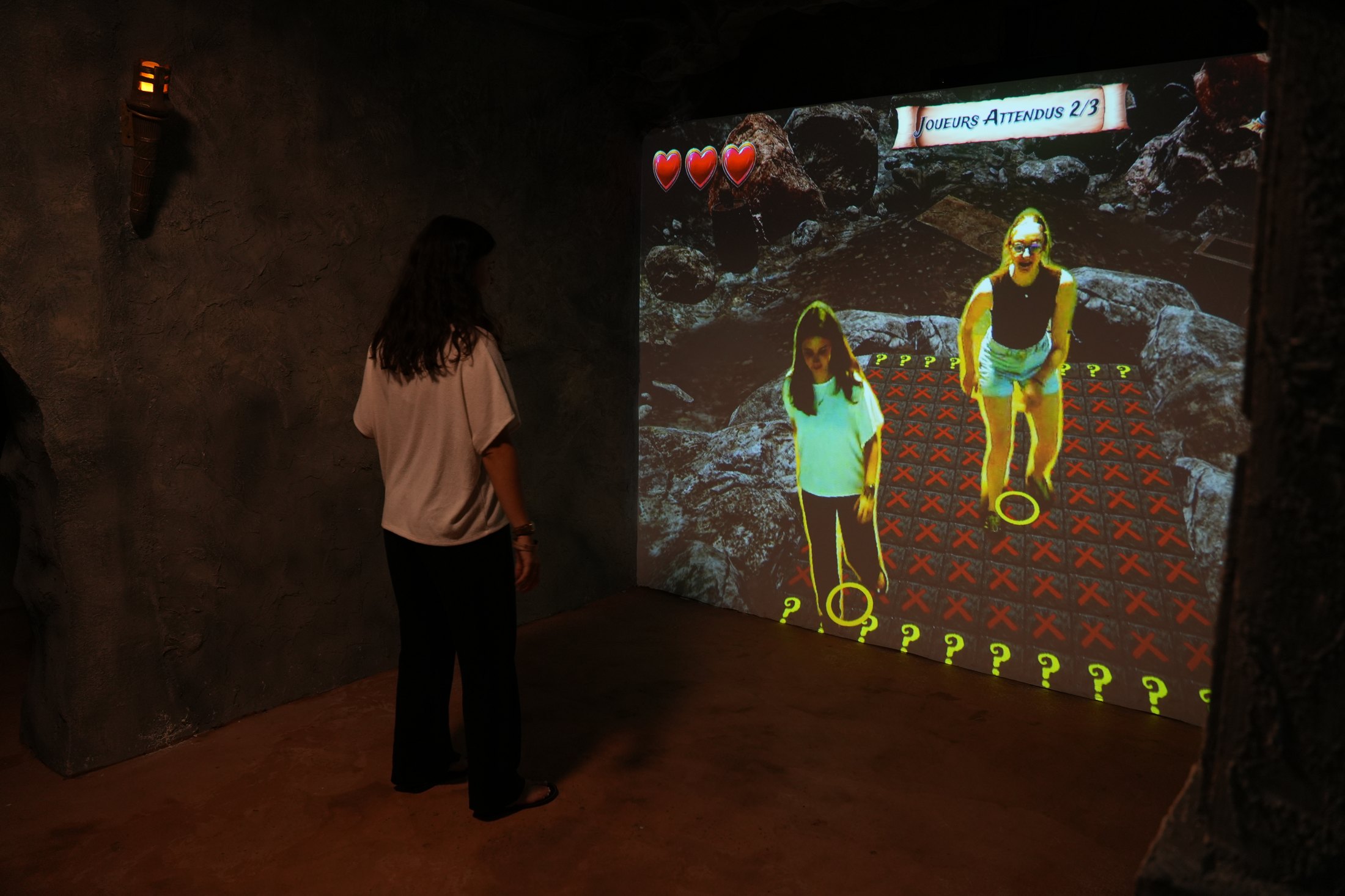The cave's light-up tiles during a session